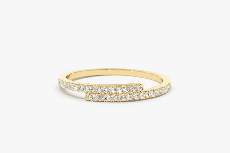 0.18CTW Cross Over Lab Grown Diamond Stackable Band