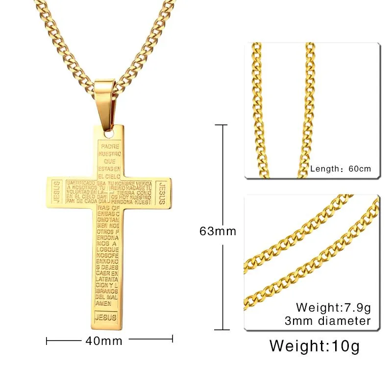 24" Jesus Cross Prayer Necklace