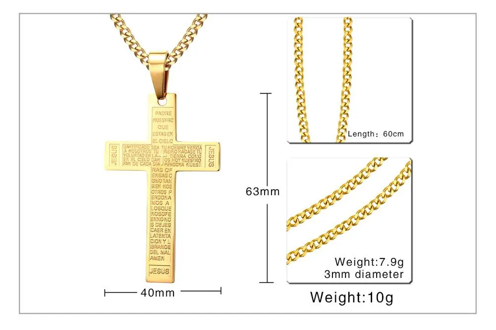 24" Jesus Cross Prayer Necklace