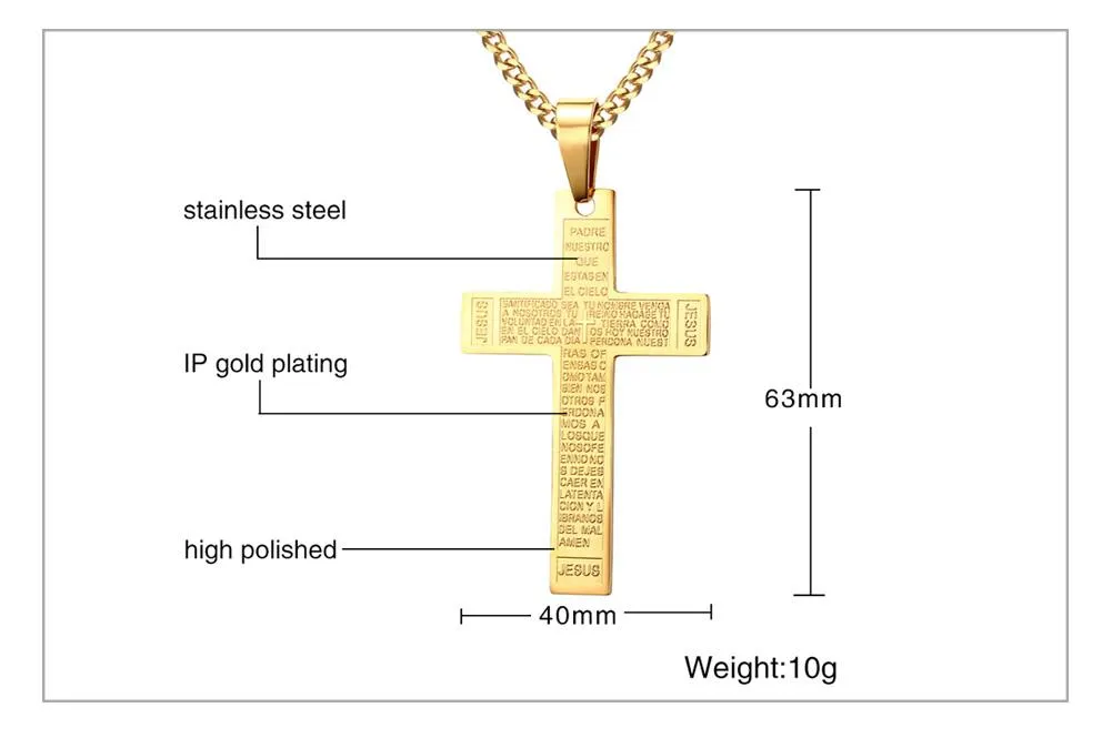 24" Jesus Cross Prayer Necklace