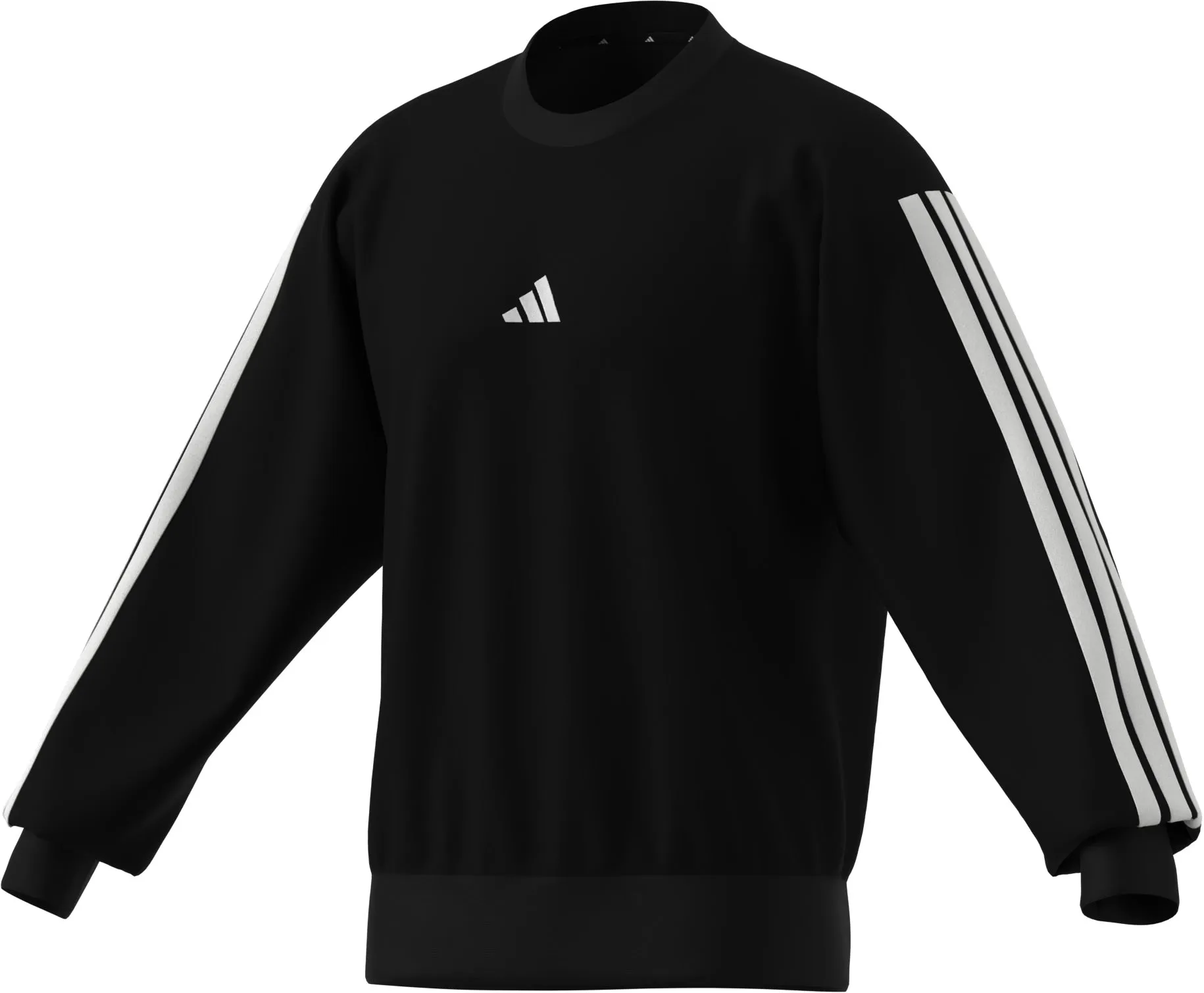 adidas Mens Essentials 3-Stripe Long Sleeve Crewneck Sweatshirt