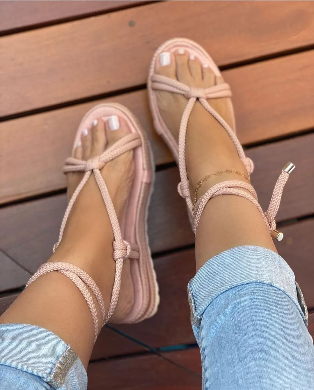 Braided platform plus size strappy sandals（HPSD196）