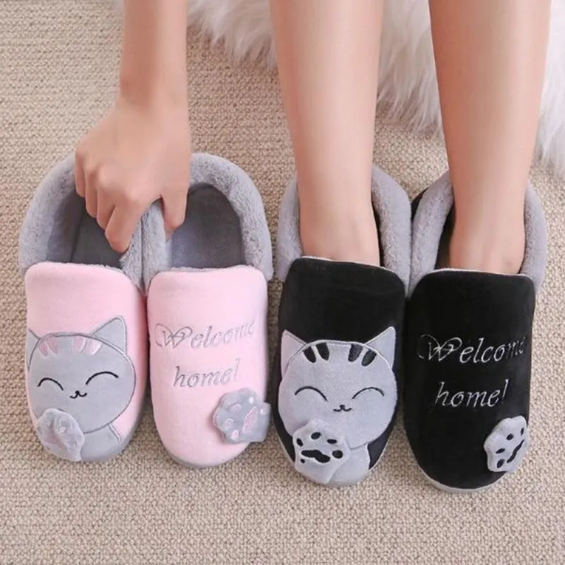 Cute Kitty Warm Slippers Indoor Shoes For Cat Lovers