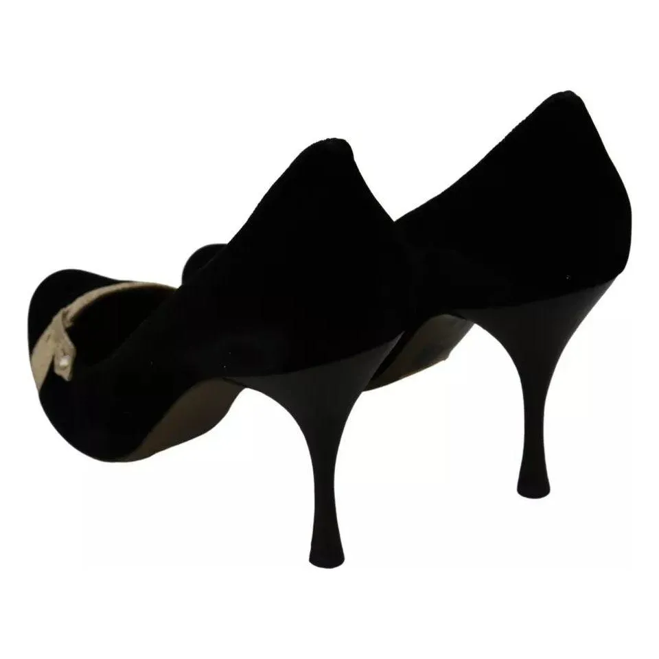 Dolce & Gabbana Black Velvet Ayers High Heels Pumps Shoes