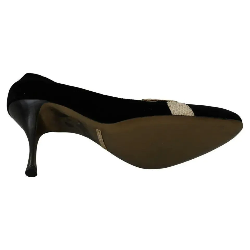 Dolce & Gabbana Black Velvet Ayers High Heels Pumps Shoes