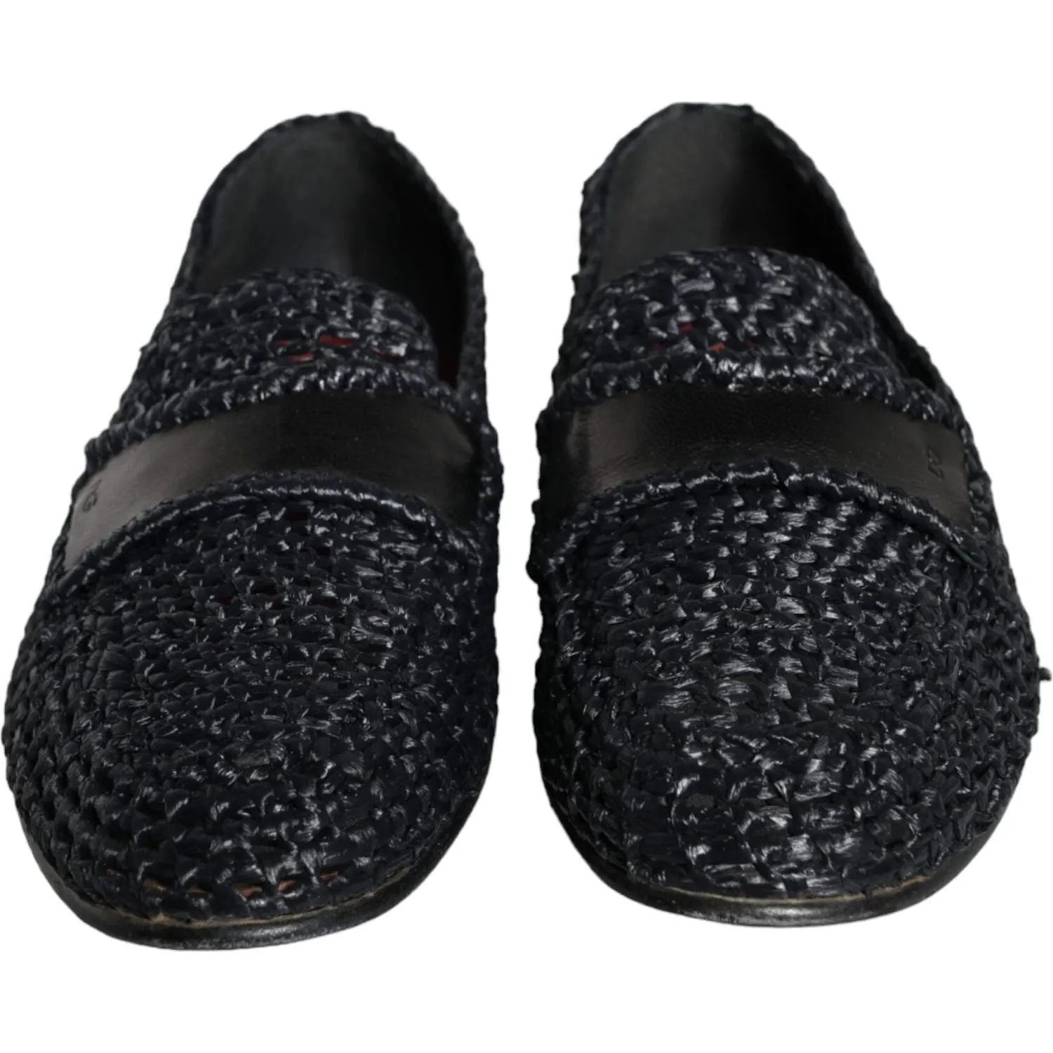 Dolce & Gabbana Black Woven Raffia Slip On Loafers Men Shoes