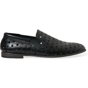 Dolce & Gabbana Elegant Black Leather Perforated Loafers