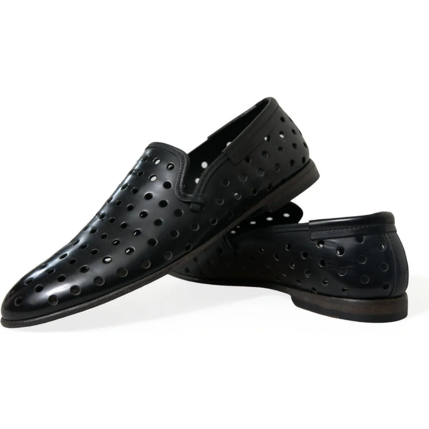 Dolce & Gabbana Elegant Black Leather Perforated Loafers