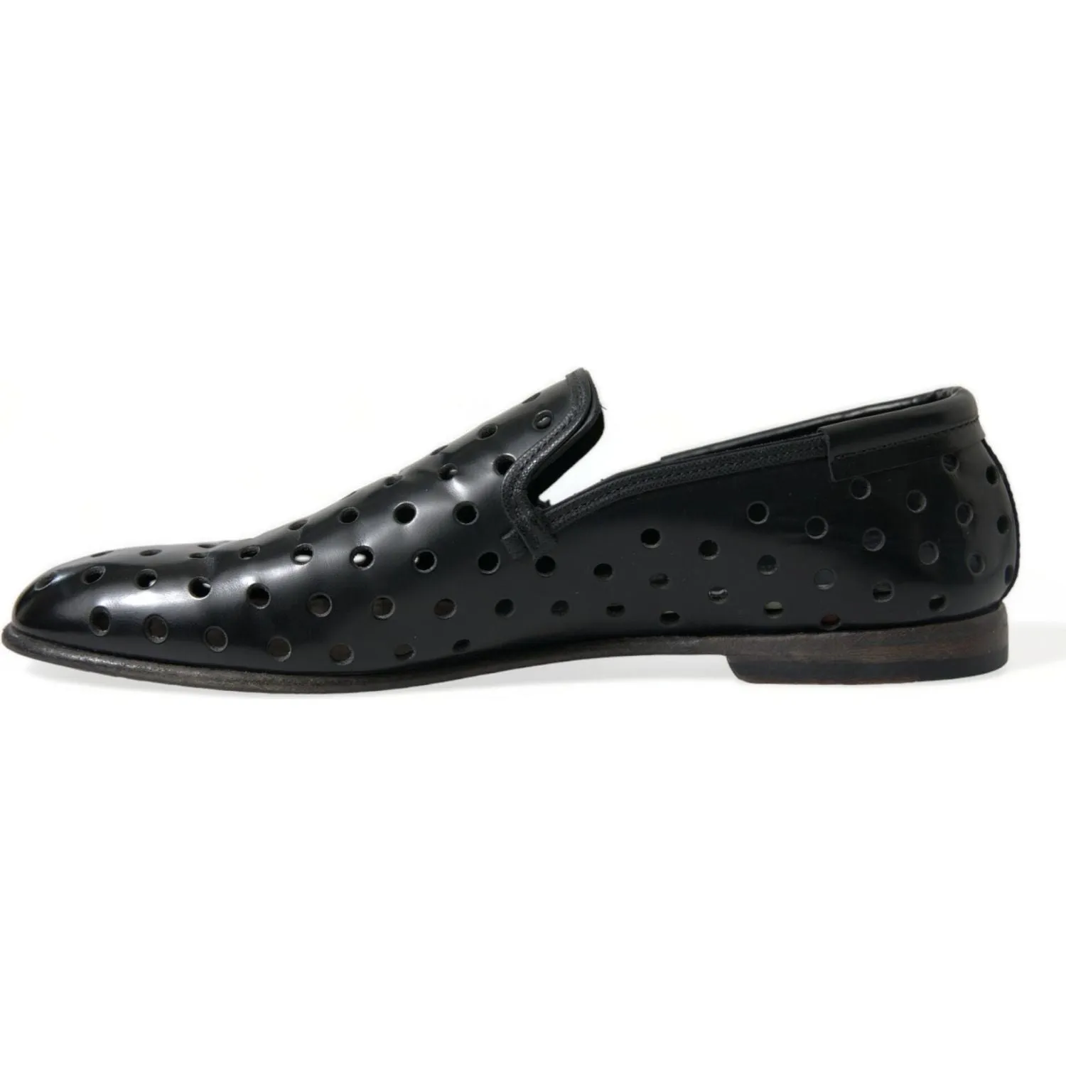 Dolce & Gabbana Elegant Black Leather Perforated Loafers