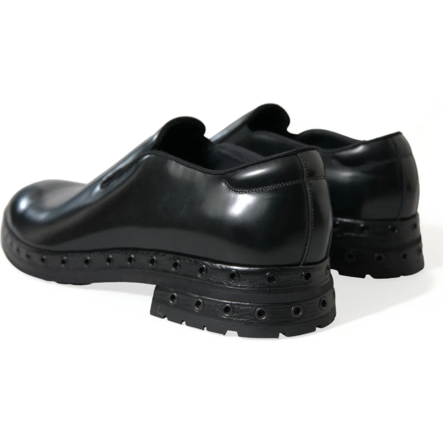 Dolce & Gabbana Elegant Black Leather Studded Loafers