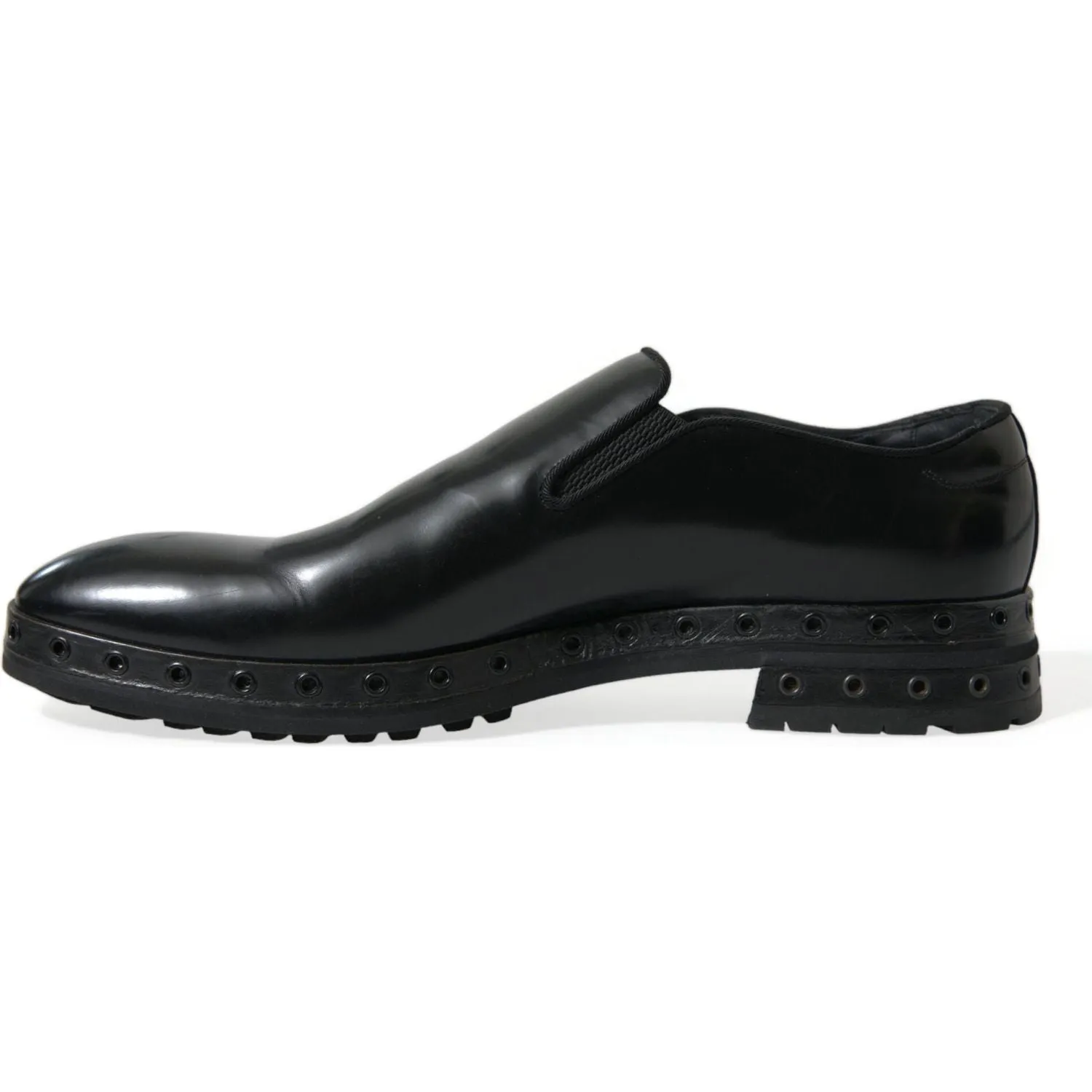 Dolce & Gabbana Elegant Black Leather Studded Loafers