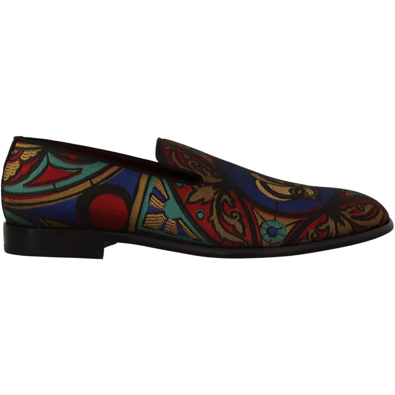 Dolce & Gabbana Multicolor Jacquard Slide-On Loafer Slippers