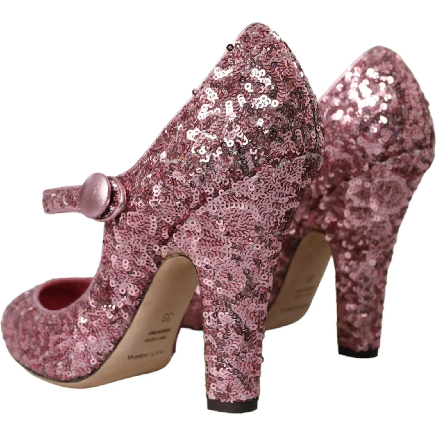 Dolce & Gabbana Pink Sequin Mary Jane Pumps High Heels Shoes