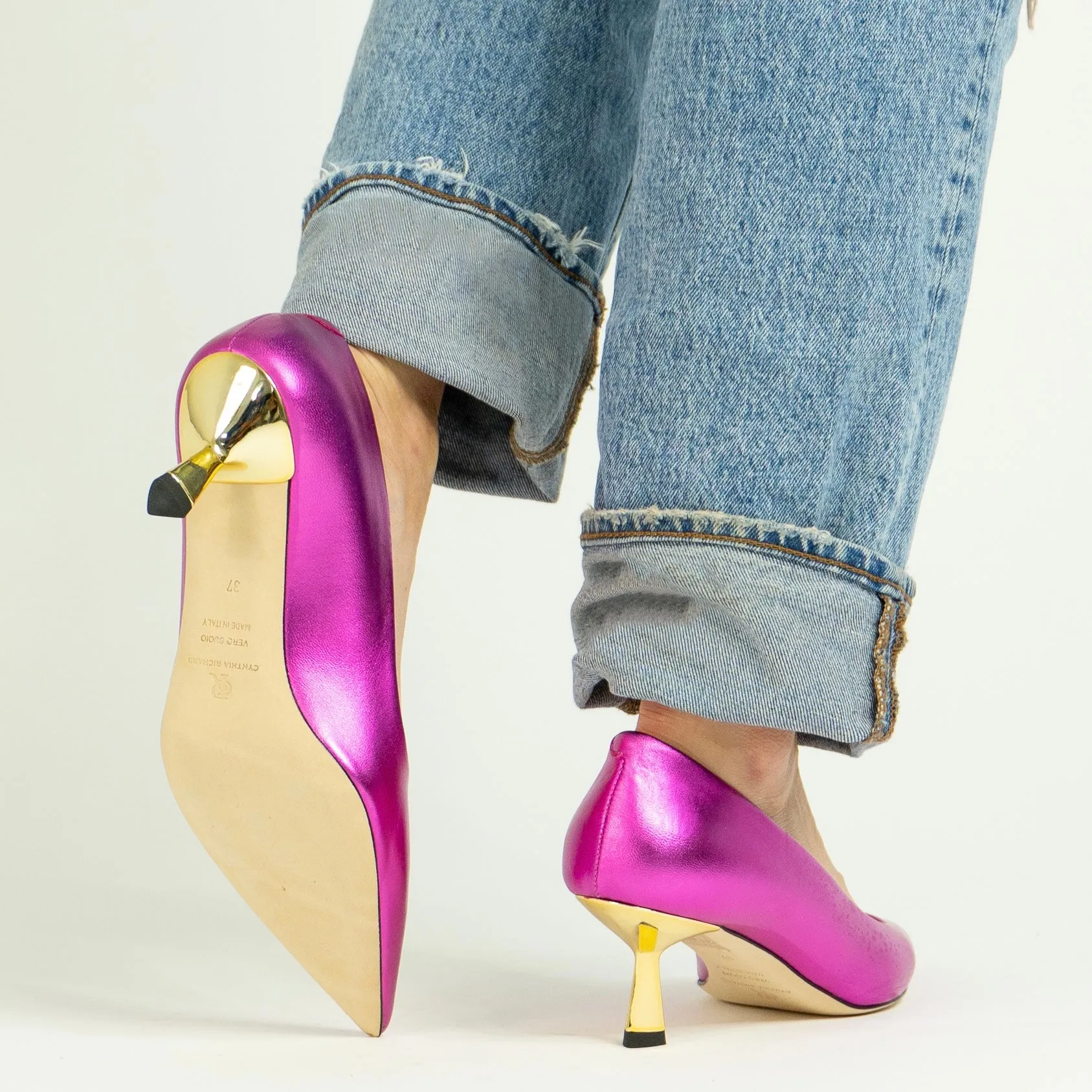 Elizabeth Fuchsia Metallic leather