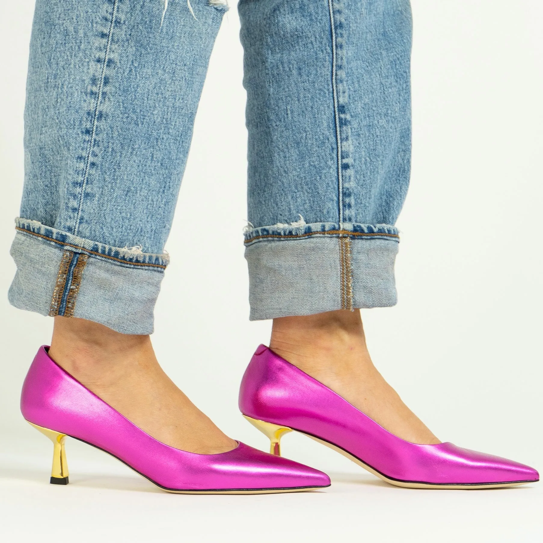 Elizabeth Fuchsia Metallic leather