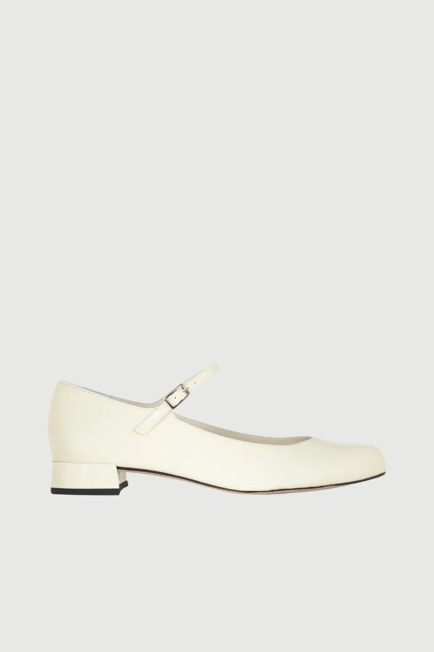 Emilia Mary Janes in Cream Patent Leather