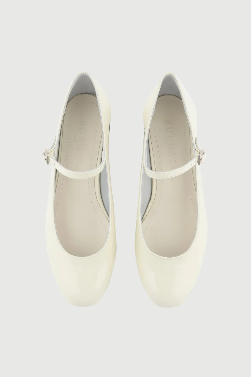 Emilia Mary Janes in Cream Patent Leather