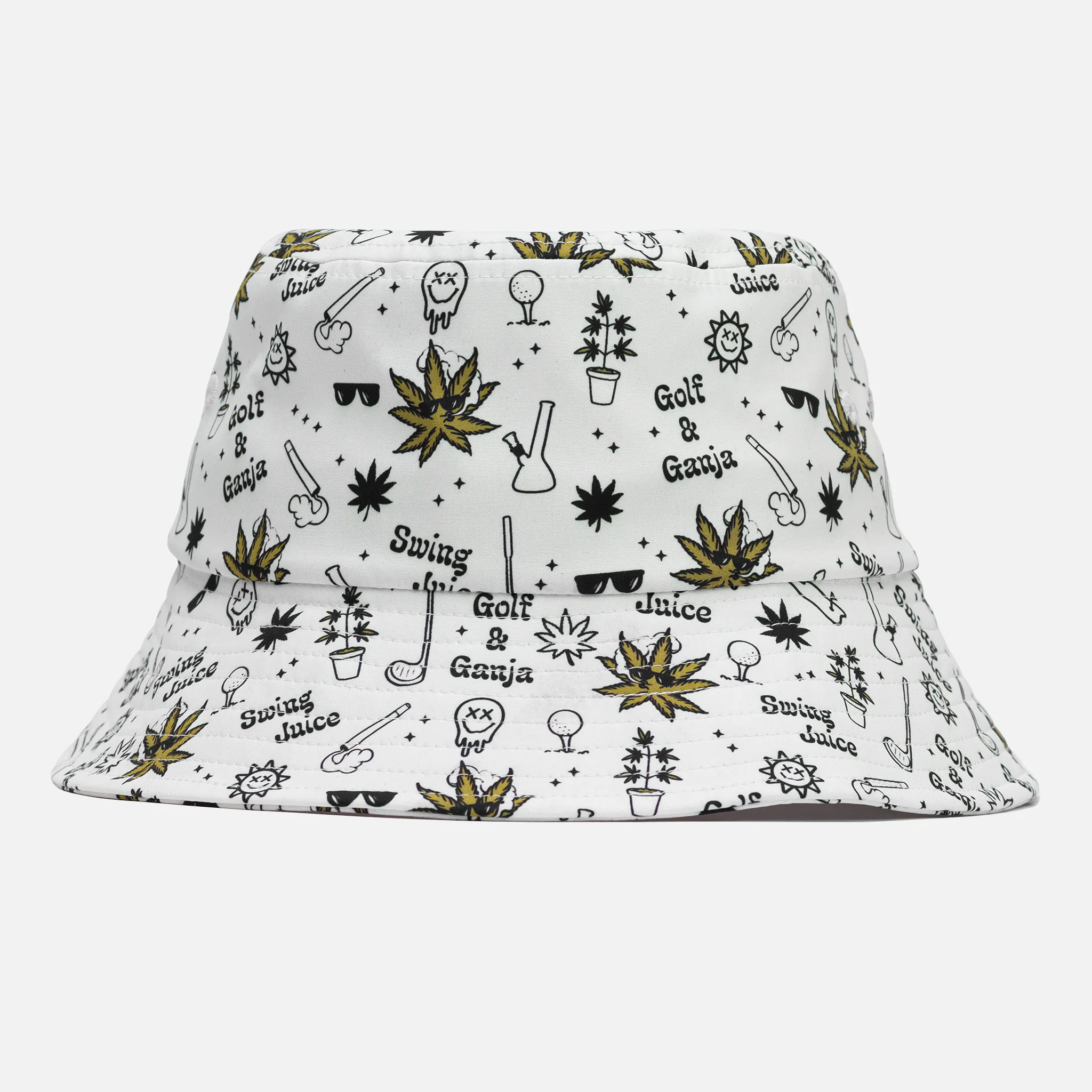 Golf & Ganja All Over Unisex Bucket Hat Natural O/S