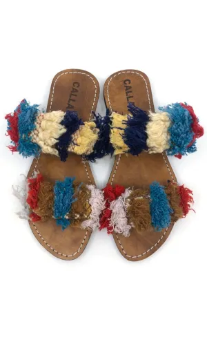 Hali Sandals “Jelani” In Colors Brown, Blue, Red, & Cream (Size 40)