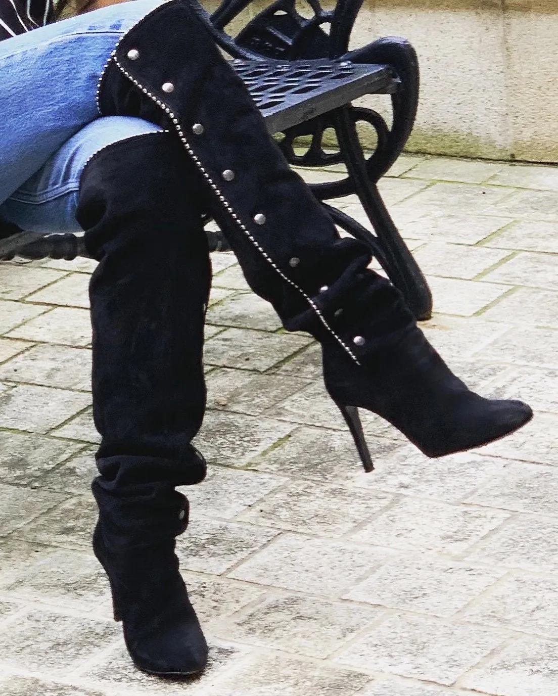 MAZUR BLACK SUEDE & CRYSTAL BOOTS