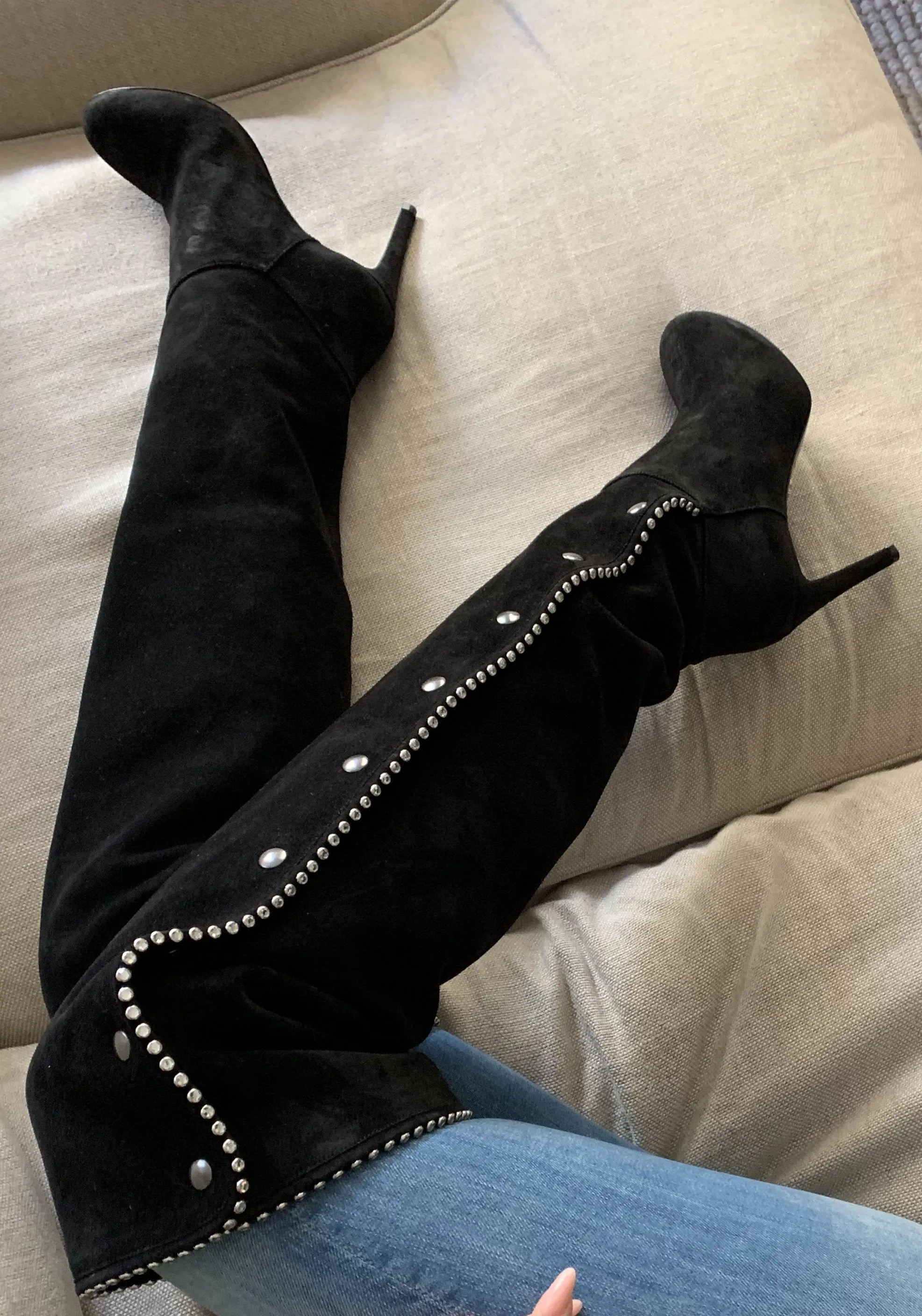 MAZUR BLACK SUEDE & CRYSTAL BOOTS