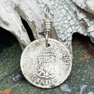 Pirate Chic Silver 1 Reale Spanish Pillar Dollar Dated 1761 - the Legendary "Piece of Eight" Pendant | Artifact #8860