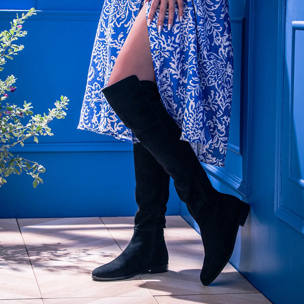 Saint Isabella Black Strech Suede above the knee boots