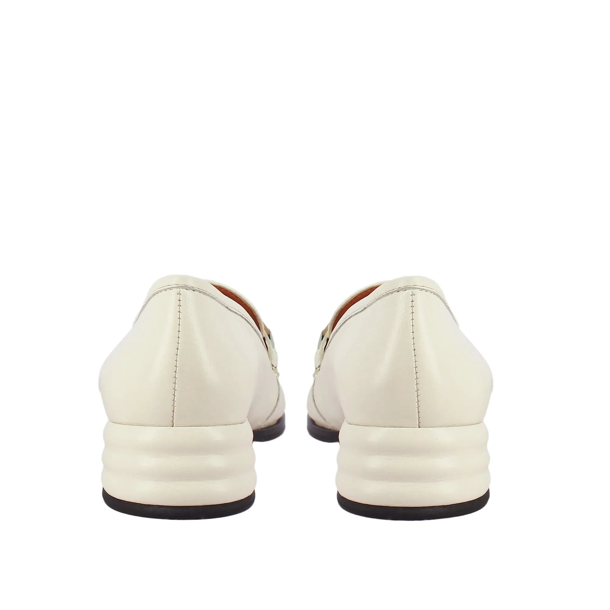 Saint Jenny Off White Leather Moccasins