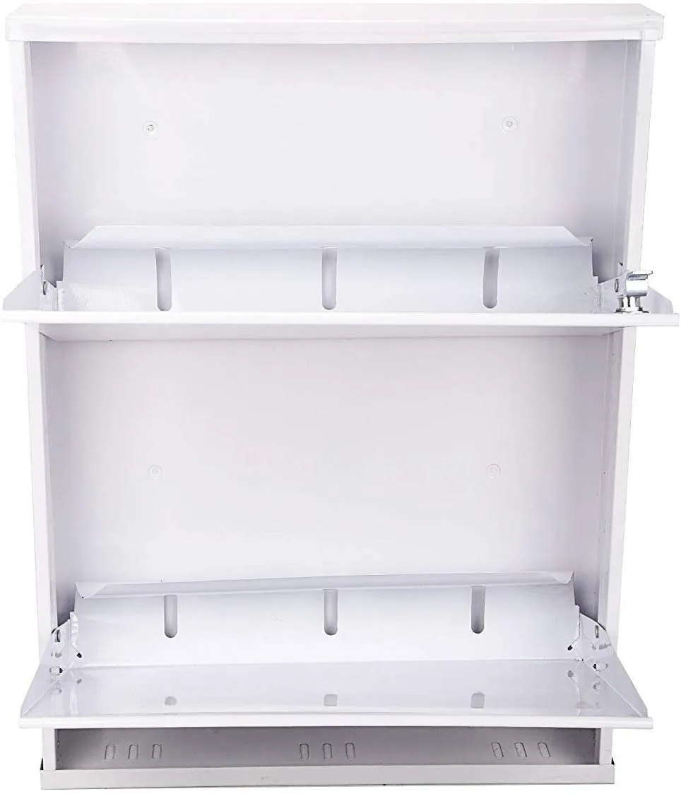 ZOSHOMI Orril Powder Coated 21" 2 Door Steel Shoe Rack - Full White (Make in India)-MADE IN INDIA