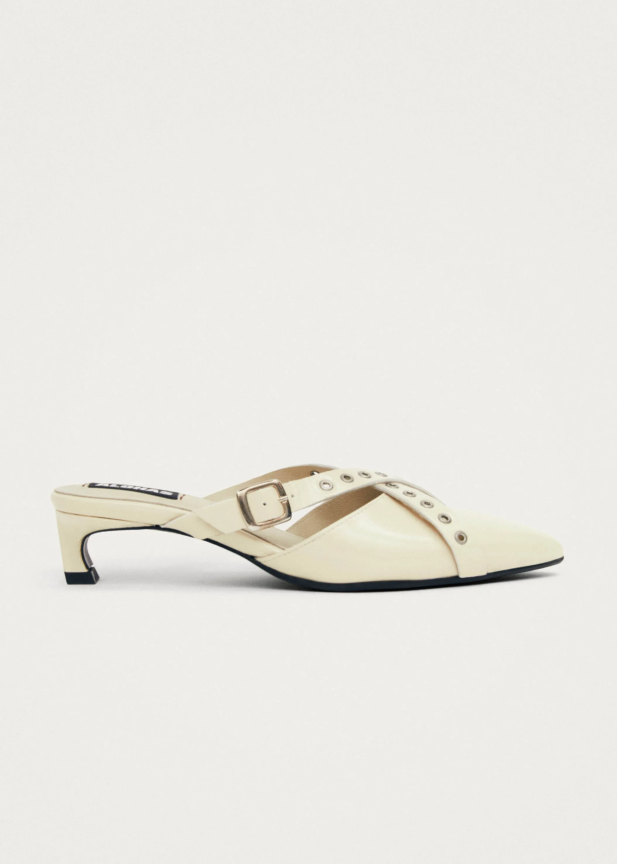 Zyra Onix Cream Leather Mules